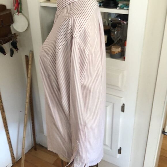 Lands End Oxford Tall Men’s Shirt in red stripe. PolyCotton Made in USA 🇺🇸 - Picture 4 of 12